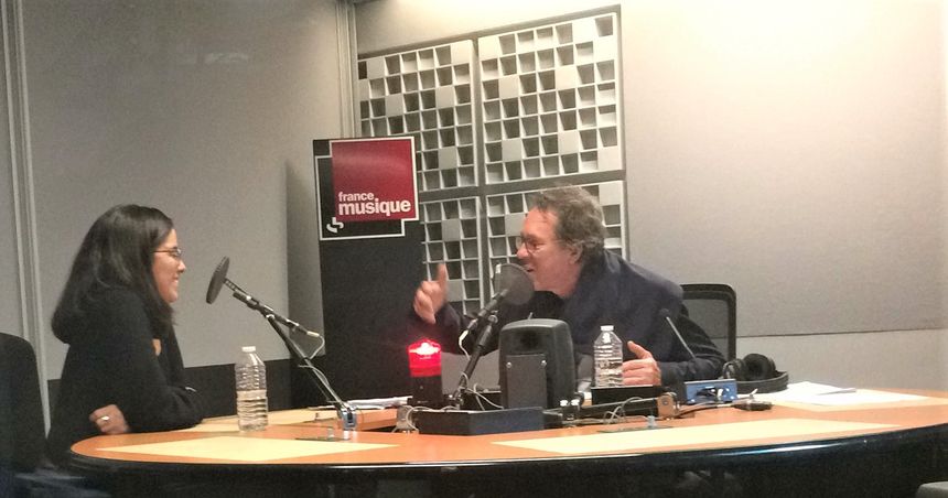 France Musique, studio 361... La talentueuse soprano Jodie Devos & Benoît Duteurtre, producteur de l'émission