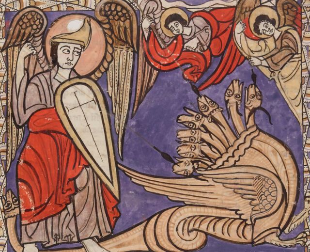 Le "Beatus", montré à l'occasion de l'exposition Tolkien à Paris, et datant du XIIe siècle, montre les premiers dragons figurant dans un livre