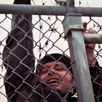 Photographie de Jack Nicholson issue du film "Vol au-dessus d'un nid de coucou" (1976).