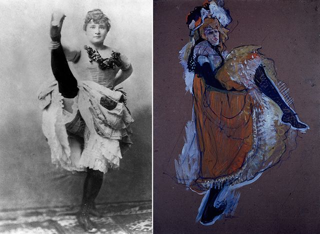 La Goulue (à g) et Jane Avril par Toulouse-Lautrec (à dr)