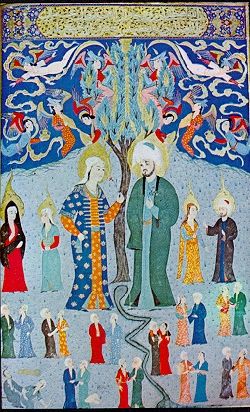 Adam et Eve, miniature turque, Zubdat al-tawarikh, 1583.