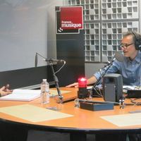 France Musique, studio 361... Romain Feist, commissaire de l'exposition & Philippe Venturini, producteur de l'émission (g. à d.)