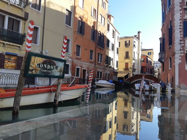 Canaux et trottoirs se confondent, après l'acqua alta du mois de novembre 2019