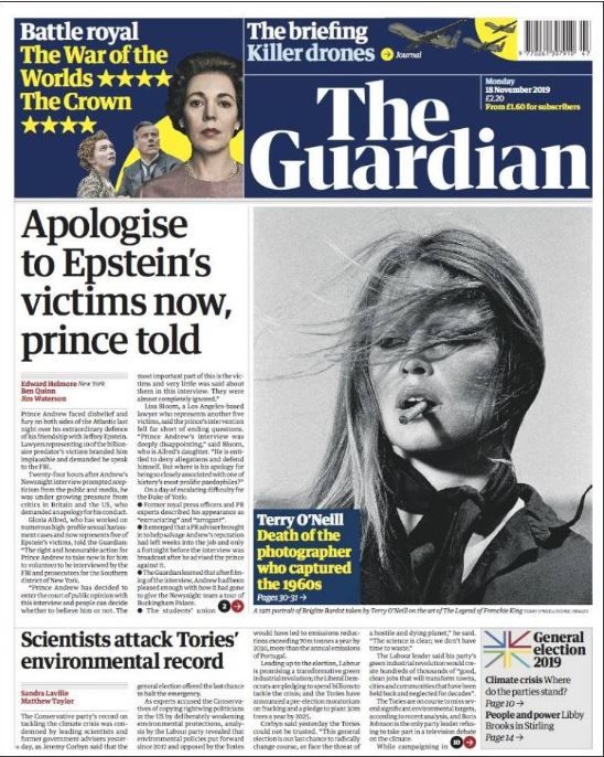 The Guardian interpelle le prince Andrew et lui demande de s'excuser auprès des victimes
