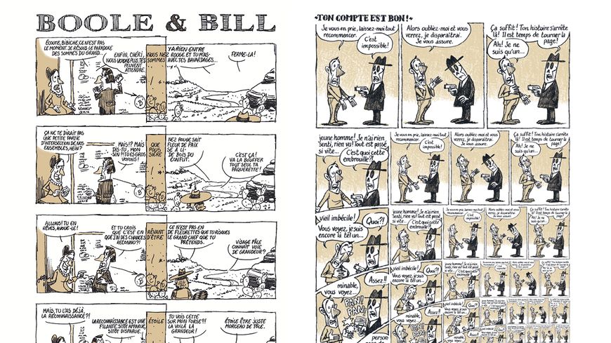Deux planches extraites du livre Contes & Décomptes, d'Etienne Lécroart