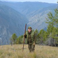Le Président Poutine en vacances dans la taïga sibérienne, avec le ministre de la défense Sergei Shoigu (absent sur la photo, peut-être est-ce lui qui la prend...) (Russie, le 07/10/2019)