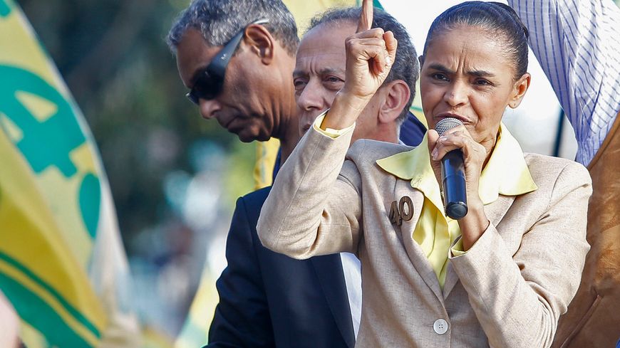 La militante écologiste brésilienne Marina Silva en campagne pour la présidentielle en 2014.