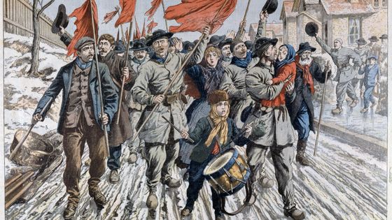 Illustration de la grève des mineurs du Pas-De-Calais après la catastrophe de Courrières (1099 morts), parue dans « Le Petit Journal » du 1er avril 1906, France. ©Getty - © API