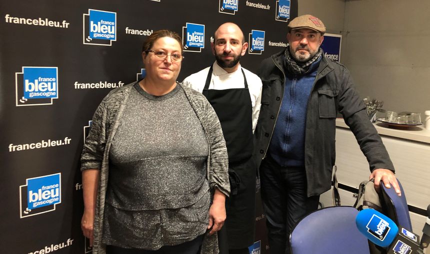 Notre auditrice Michelle accompagnée des chefs Nogeira et Piballeau