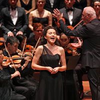 Stéphanie d'Oustrac chante Theodora de Haendel en 2015 à New York avec Les Arts Florissants et William Christie.
