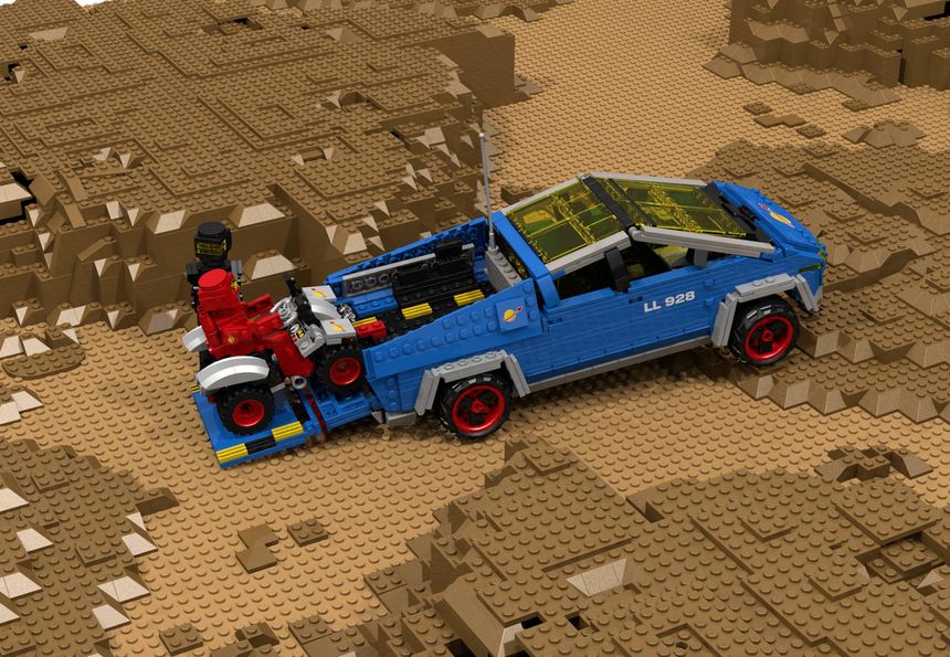 Le Cybertruck de Peter Blackert en bleu