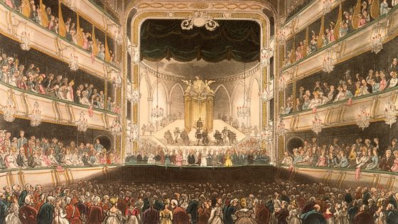 La salle de Covent Garden à Londres par Thomas Rowlandson (1808) - Museum of London/Heritage Images/Getty Images