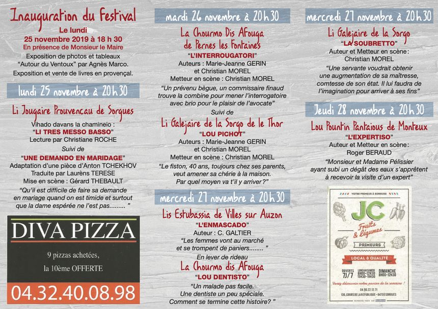 Programme du 17ème festival de Théâtre en langue provençale de Sorgues.