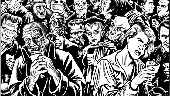 Ghouls’ Night - The New Yorker - 100 exemplaires numérotés et signés (50 x 64 cm) - Charles Burns/Galerie Martel (Paris)