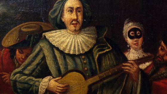 UNSPECIFIED - JANUARY 09: The storyteller, man playing the guitar. Rome, Raccolta Teatrale Del Burcardo (Theater Museum) ©Getty - De Agostini