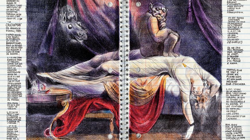 Planche Double de Moi, ce que j'aime, c'est les monstres, d'Emil Ferris (2019)
