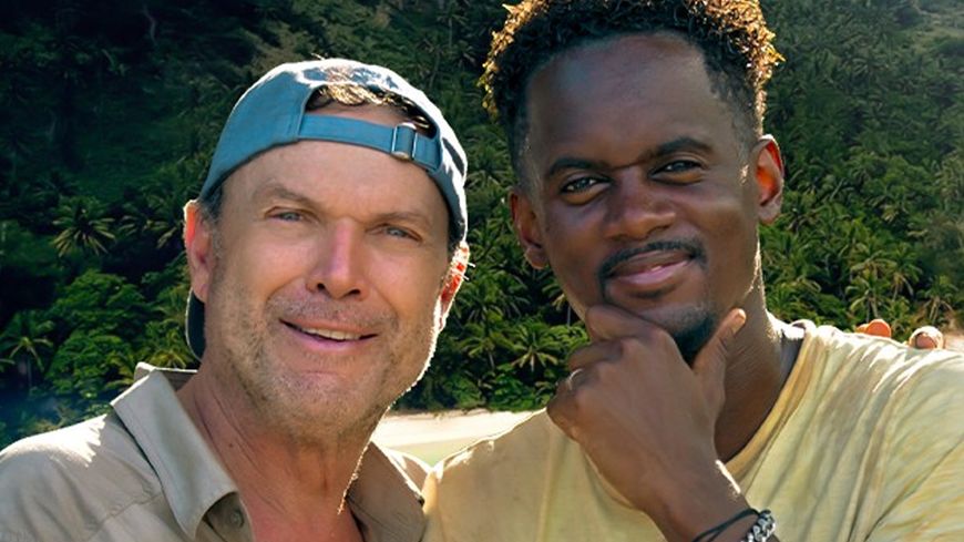 Julien Lepers et Black M pour "L'aventure Robinson" (Photo : TF1)