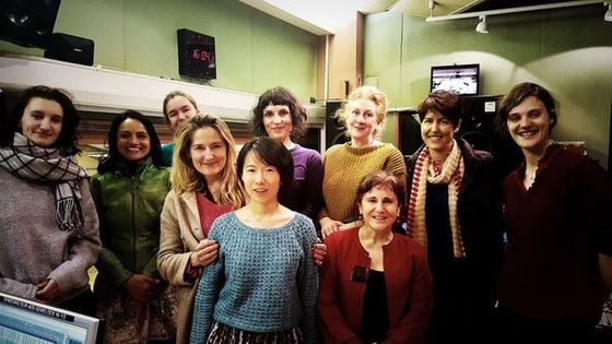 Huihui Cheng, Anne Montaron, l'ensemble De Caelis et l'équipe technique au studio 106