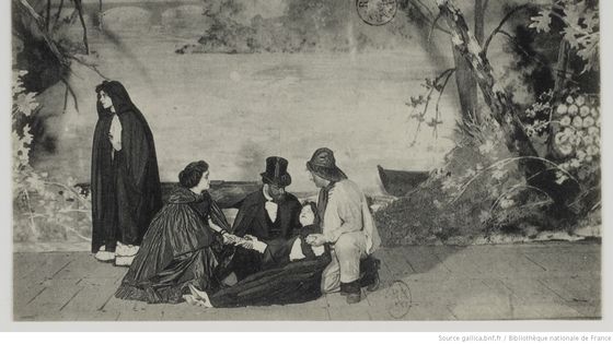 "Les Mystères de Paris" drame, d'Ernest Blum d'après Eugène Sue : cartes postales, 1887. - Gallica, BNF, Domaine public