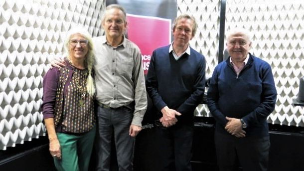 France Musique, studio 451... Madame Popp et Daniel Popp, Benoît Duteurtre & Serge Elhaïk (g. à d.)