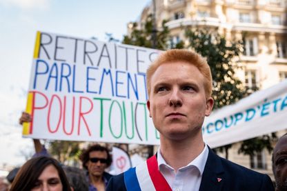 Adrien Quatennens lors de la manifestation contre la réforme des retraites Adrien Quatennens lors de la manifestation contre la réforme des retraites