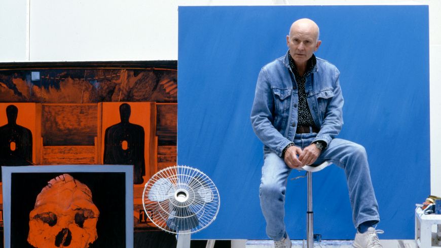 Jacques Monory dans son atelier en 1991.