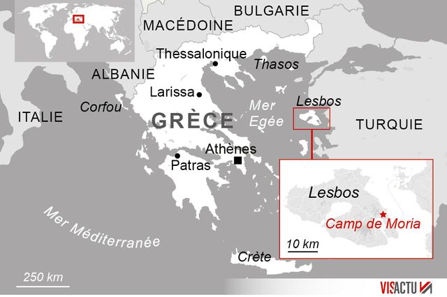 Le camp de Moria, sur l'île de Lesbos, en Grèce