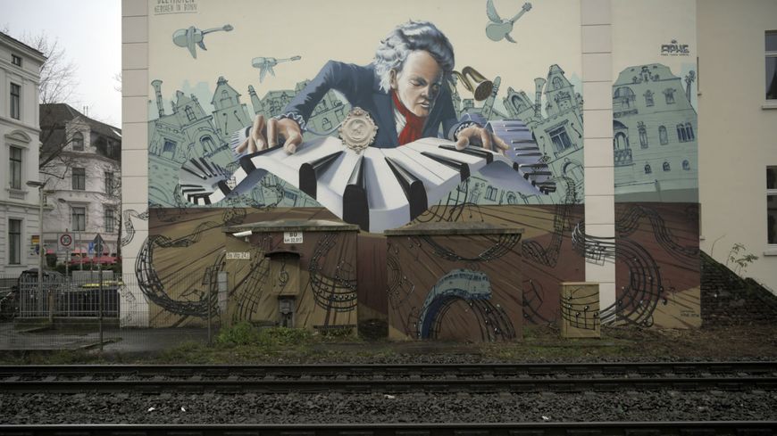 Un graffiti représentant Beethoven dans les rues de Bonn, ville natale du compositeur