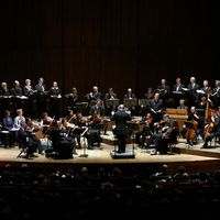 Le choeur et l'orchestre du Collegium Vocale Gent interprètent la Passion selon Saint-Jean au Alice Tully Hall du Lincoln Center de New York en 2007