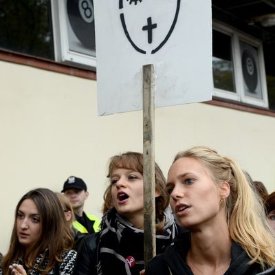 Manifestation pour protester contre une proposition législative d'interdiction totale de l'avortement - octobre 2016 à Varsovie.