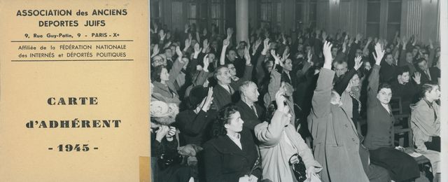 Membres de l'association des anciens déportés juifs procédant à un vote. Paris Xe, France, années 1950