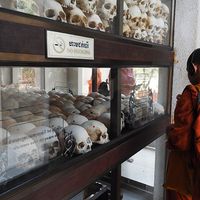 Choeung Ek était le principal lieu d'exécution et charnier de prisonniers du Kampuchéa démocratique, le régime des Khmers rouges. Ici au musée du génocide à Phnom Penh