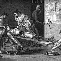Claude Galien (131-201), soignant un gladiateur blessé