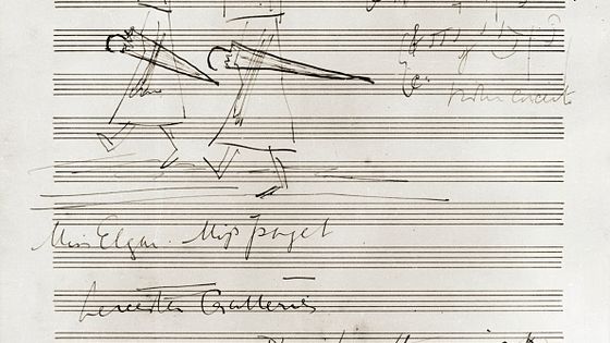 Partition manuscrite avec croquis de Concerto pour violon d’Edward Elgar ©Getty - DeAgostini
