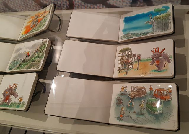 Les carnets de croquis de Lewis Trondheim fait des histoires à la Cité de la BD à Angoulême