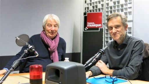 France Musique, studio 361... Le pianiste Jean-Philippe Collard & Philippe Venturini, producteur de l'émission (g. à d.) ©Radio France - Annick Haumier / RF