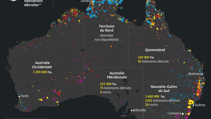 Feux de brousse en Australie : les chiffres clés