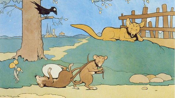 "Les deux rats, le renard et l'oeuf", de Jean de La Fontaine. Illustration Benjamin Rabier (1924) - Common licence