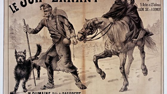 Affiche "Le Juif errant", pièce en 5 actes & 12 tableaux, d' Eugène Sue & A. Dennery. 1891. - Domaine public, BNF, Gallica