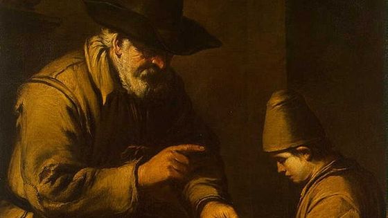 Vieil homme apprenant à lire à un garçon, vers 1630 (Musée de l'Ermitage, Saint-Pétersbourg) - Antonio de Puga