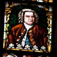 Le vitrail de J.S. Bach à l'Eglise Saint Thomas de Leipzig en Allemagne