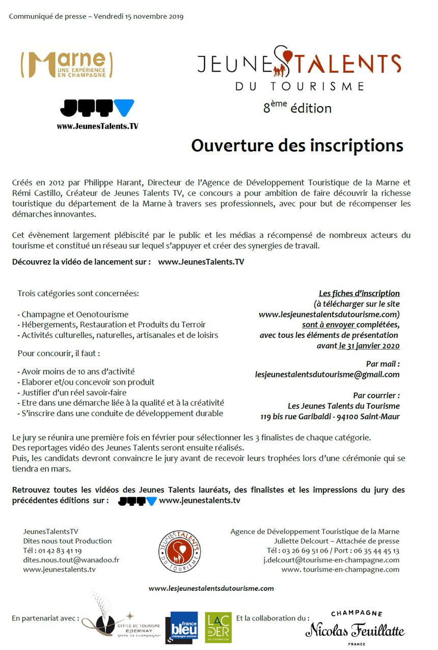 Jeunes Talents du Tourisme 2020