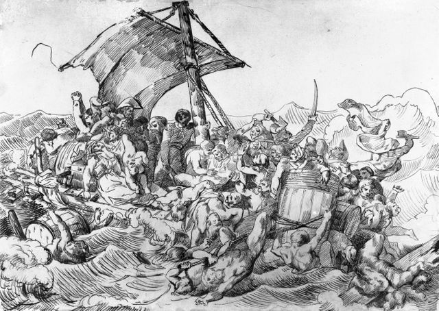 Etude anonyme d'après le Radeau de la Méduse de Géricault