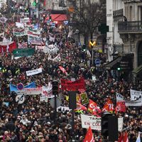Manifestation contre la réforme des retraites le 9 janvier à Paris, au 36ème jour de contestation