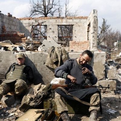 Soldats ukrainiens, le 30 mars 2017 à Donbass