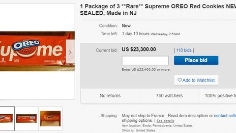 Supreme X Oreo Les Biscuits Se Revendent Desormais 23 000 Dollars Sur Ebay