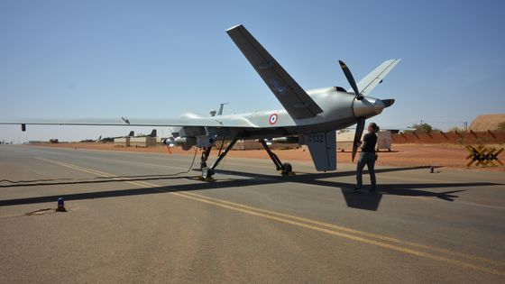 Photo d’un drone Reaper, prise à Niamey au Niger le 15 décembre 2019. ©AFP - DAPHNÉ BENOIT