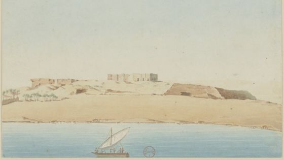 Moyenne-Égypte : vue d'un édifice arabe ruiné, sur la hauteur qui domine le vieux Caire: dessin/Jomard del. 1798-1809 - Gallica-BnF