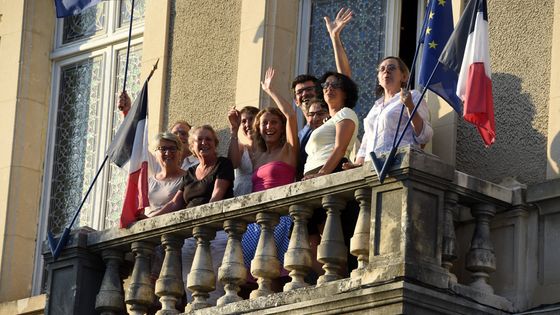 Les élus de la liste citoyenne, Saillans, 08/08/2014 ©AFP