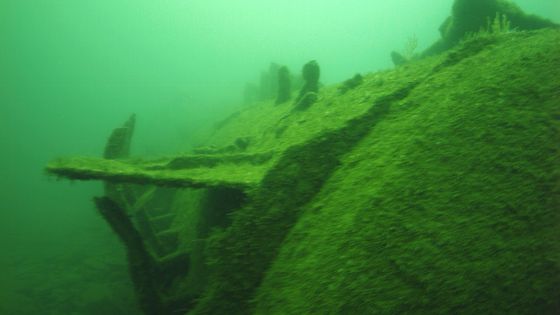 L'épave du sous-marin allemand U171 coulé au large de Lorient lors de la Seconde guerre mondiale (vue de côté) ©Maxppp - BELPRESS